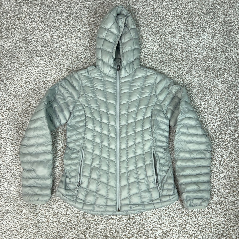 Marmot Jacket Women Small Gray Hiking Hooded Quilted Puffer Lightweight Coat